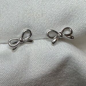 Silver  925 Bow Stud Earrings